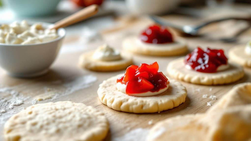 filling added to biscuits