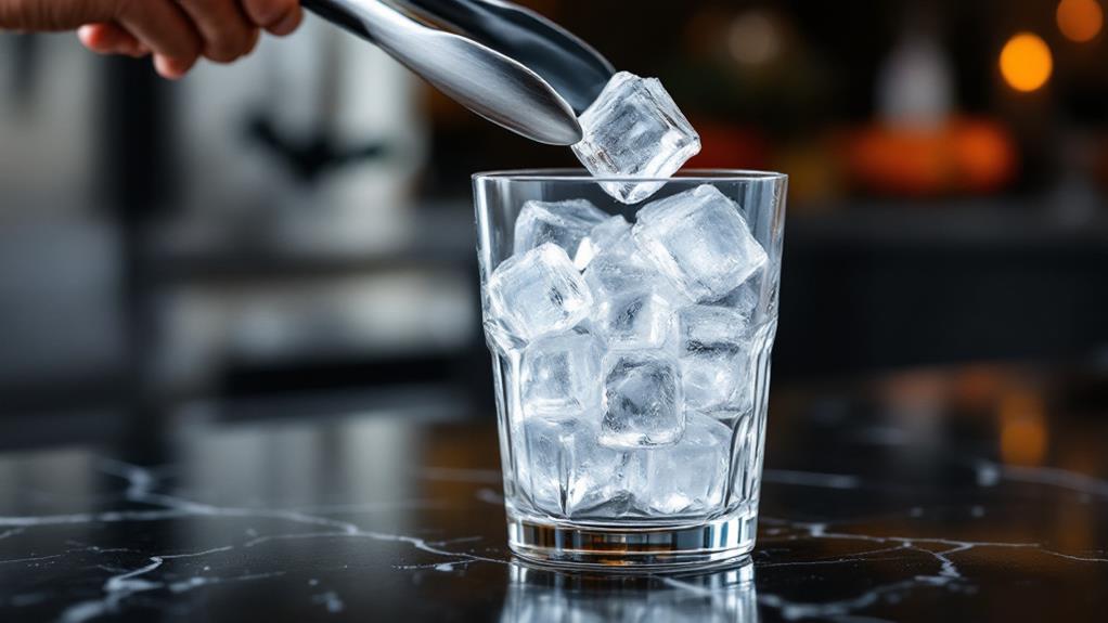 ice added to glasses