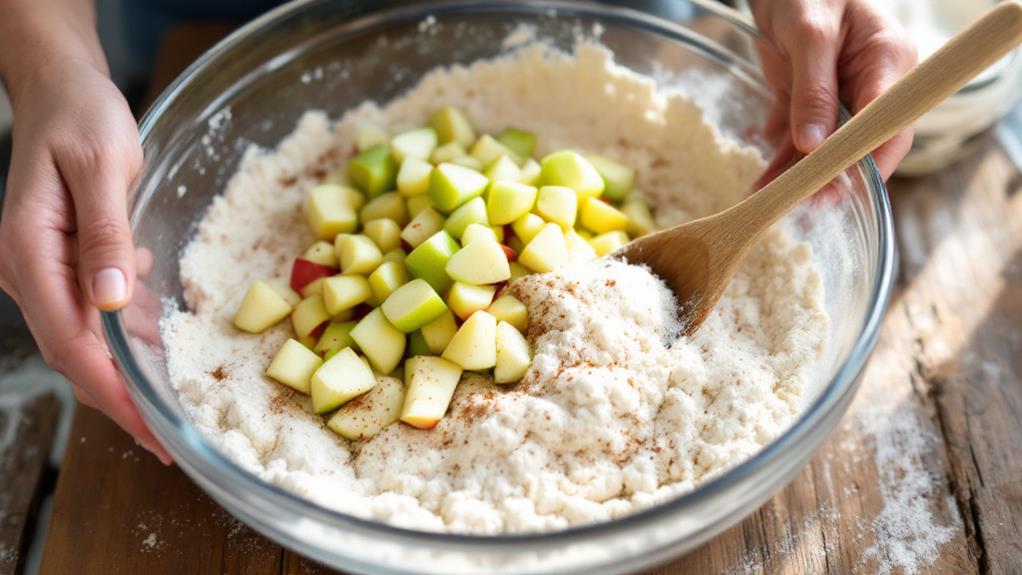 incorporate apples into mixture