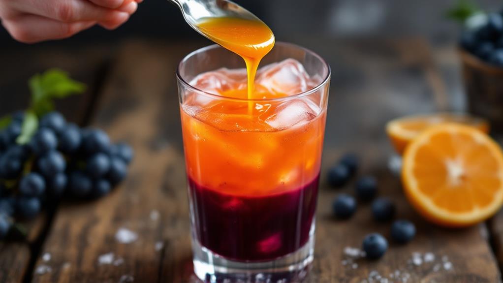 pour orange juice layer