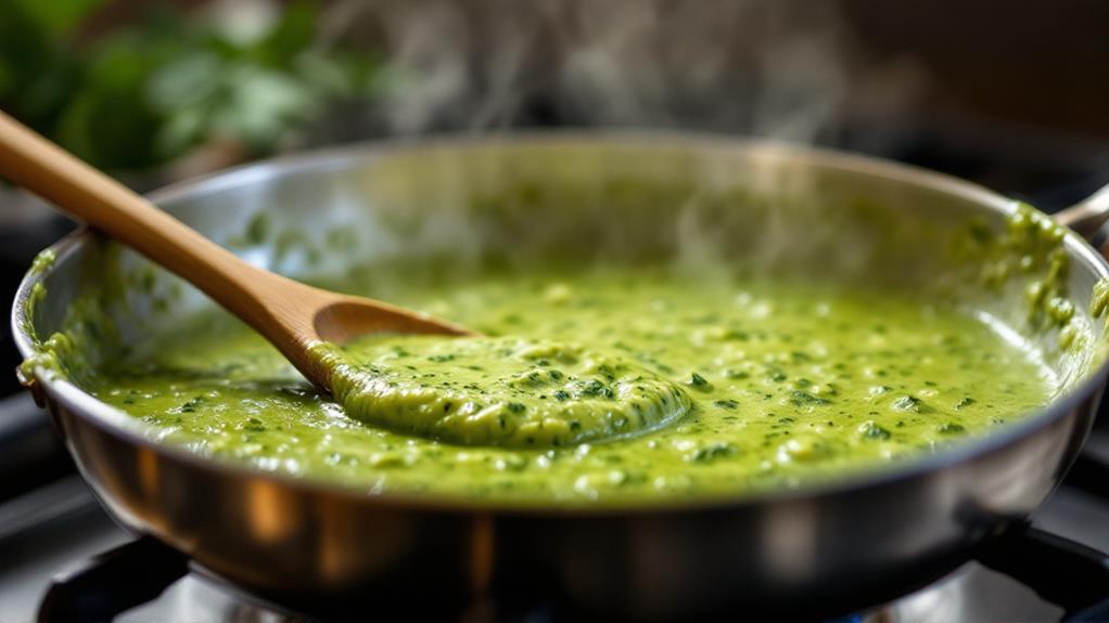 prepare pesto cream sauce
