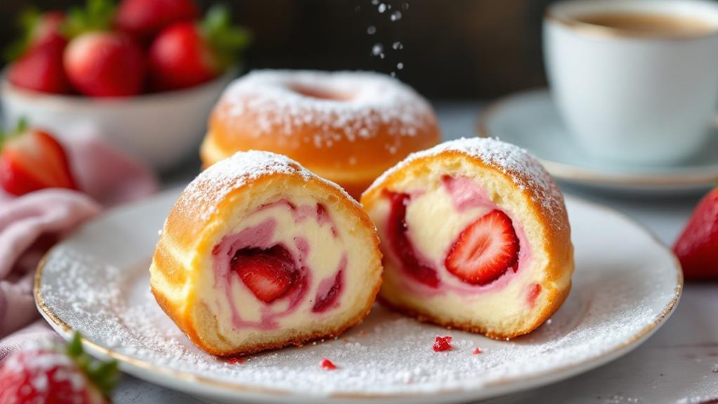 sweet strawberry cheesecake donuts