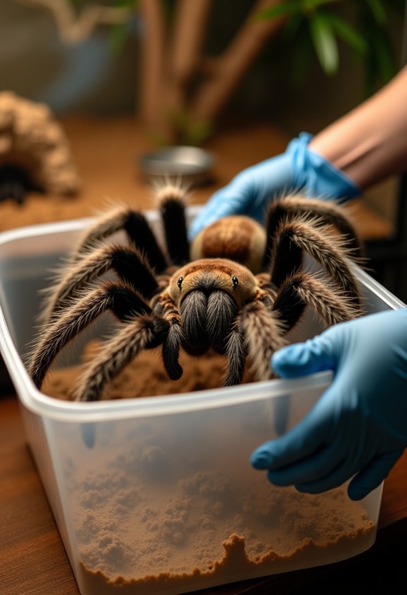 tarantula removal prior cleaning