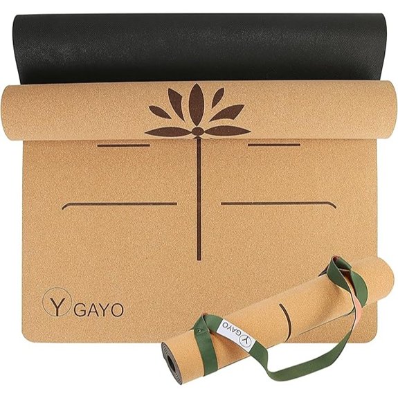 Yoga Cork Mat with Non-Slip Natural Rubber Base